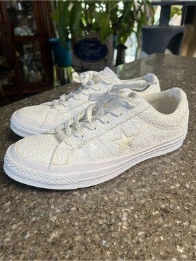 Converse White Low-Top One Star Pro Ox Sparkle Glitter Skateboard Bride Shimmer